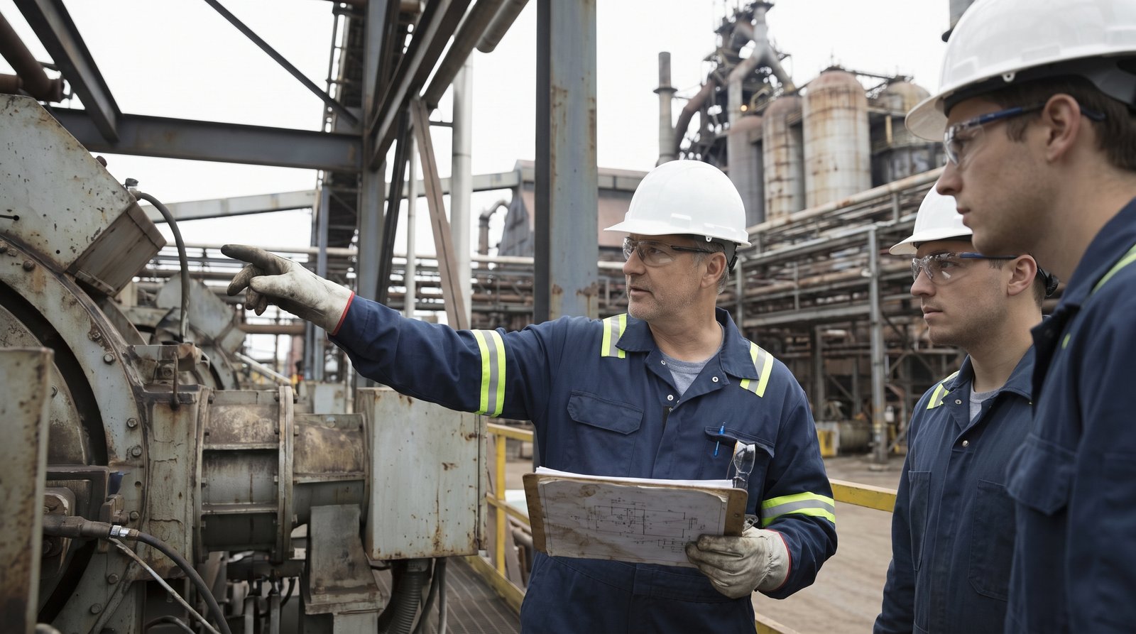 Supervisor and crew on an industrial site